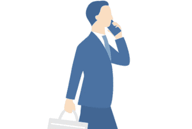 スマートフォンで電話しながら歩いている男性のイラスト