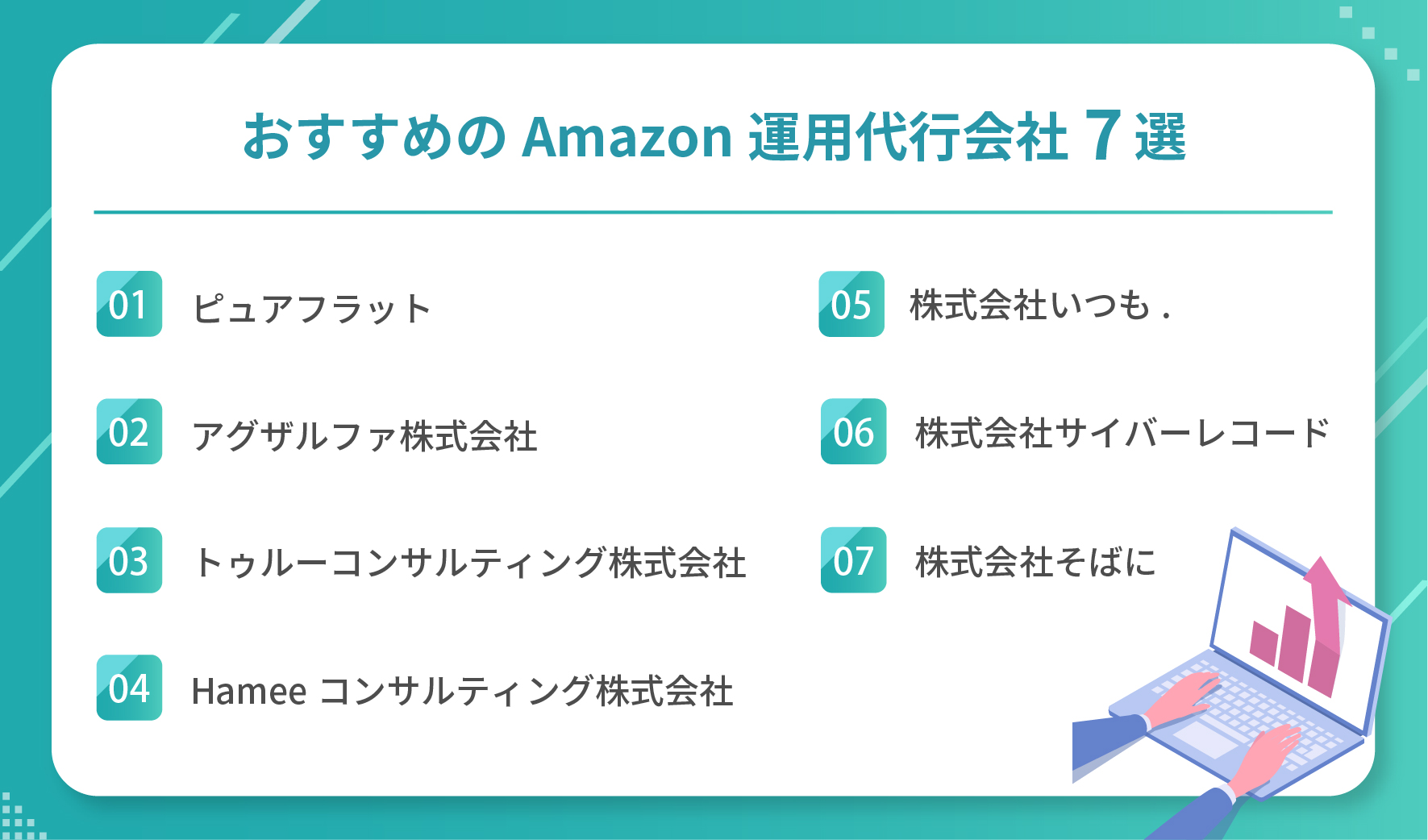 Amazonの運用代行会社厳選7選！メリットや選び方も解説 | ピュアフラット