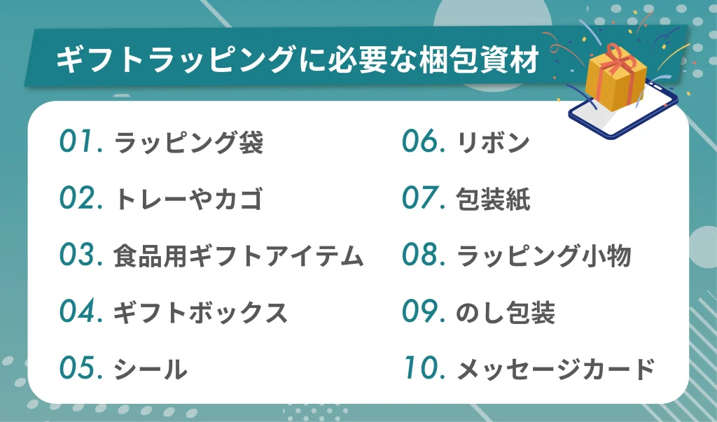 ギフトラッピングに必要な梱包資材