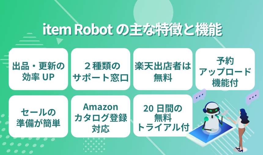 アイテムロボットの主な特徴と機能